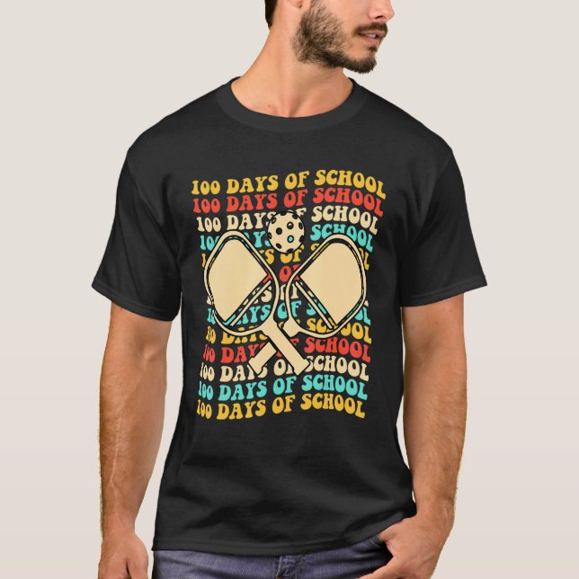 100th Day of School Pickleball 100 Days Smarter Bo T-Shirt (Front)