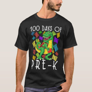 100th Day of School Pre kindergarten Dinosaur 100 T-Shirt