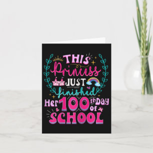 100th Day Of School Princess Cute Kids Girls Teen  Card