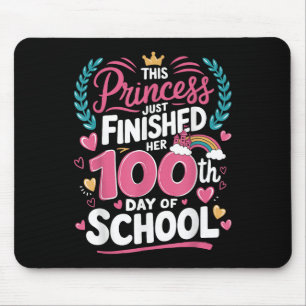 100th Day Of School Princess Kids Girls 100 Days O Mouse Pad
