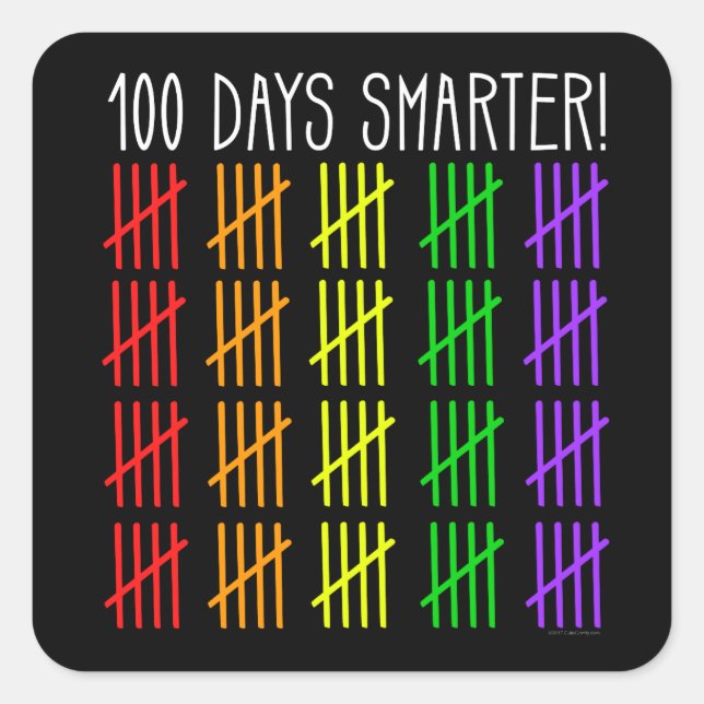 100th Day of School Rainbow Counting Teacher Square Sticker (Front)