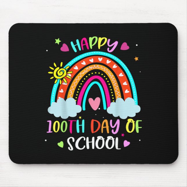 100th Day Of School Rainbow Happy 100 Days Smarter Mouse Pad (Front)