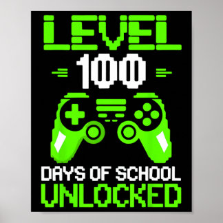 100th Day Of School Shirt Kids Video Games Boy Gam Poster