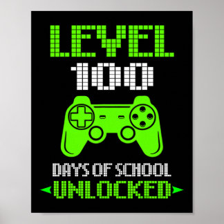 100th Day Of School Shirt Kids Video Games Boy Gif Poster