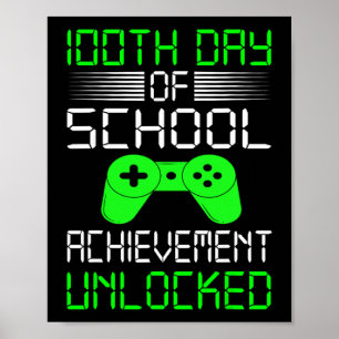 100th Day Of School Shirt Kids Video Games Boys 10 Poster