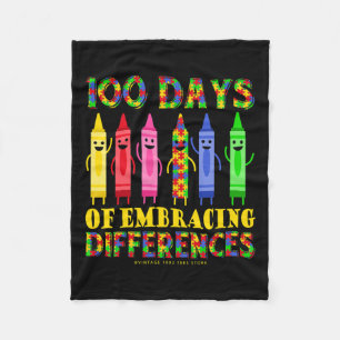 100th Day Of School Shirts Embrace Differences Aut Fleece Blanket