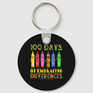 100th Day Of School Shirts Embrace Differences Aut Keychain