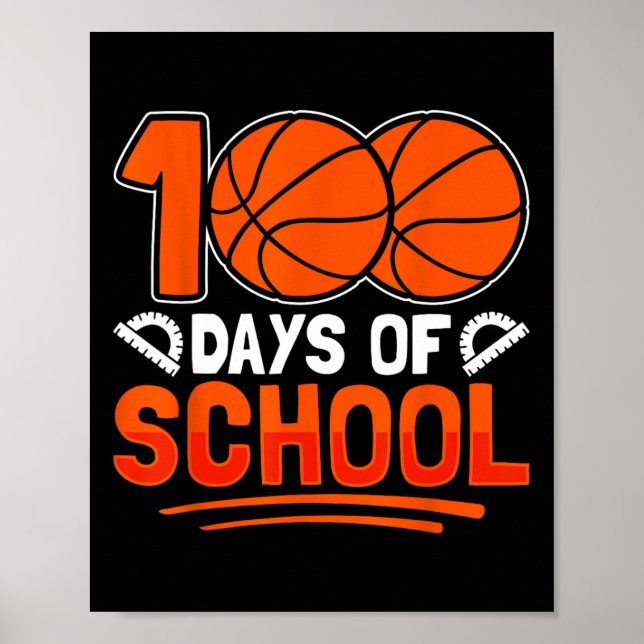 100th Day Of School Sketll 100 Days Of School Kids Poster (Front)