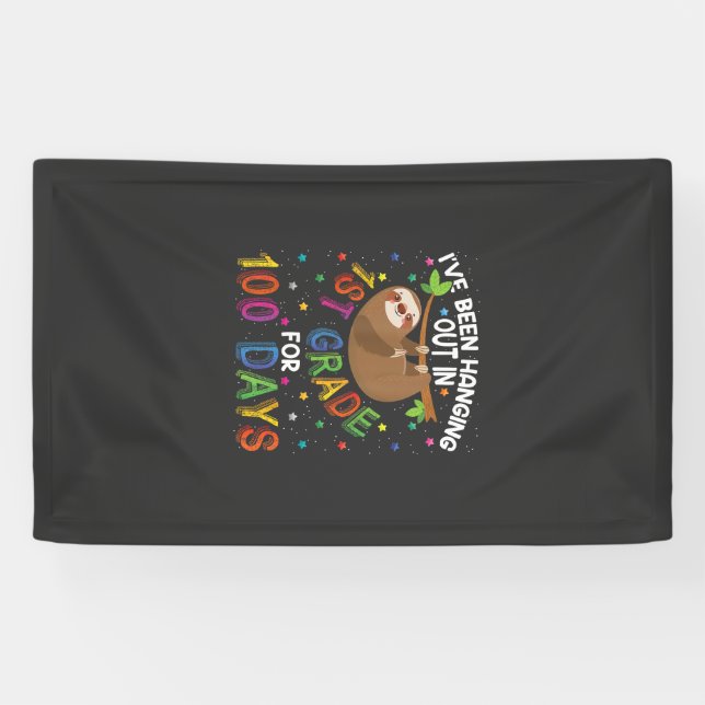 100th Day of School Sloth Design - 1st Grade 100 D Banner (Horizontal)