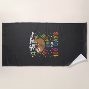 100th Day of School Sloth Design - 1st Grade 100 D Beach Towel