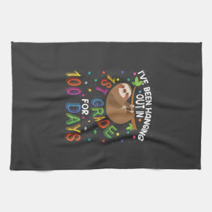 100th Day of School Sloth Design - 1st Grade 100 D Kitchen Towel