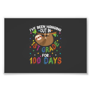 100th Day of School Sloth Design - 1st Grade 100 D Photo Print