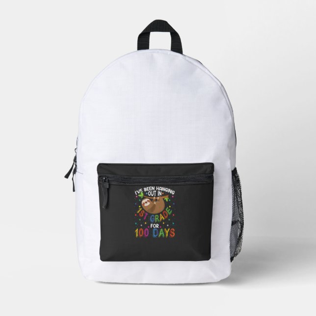 100th Day of School Sloth Design - 1st Grade 100 D Printed Backpack (Front)