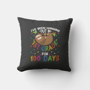 100th Day of School Sloth Design - 1st Grade 100 D Throw Pillow
