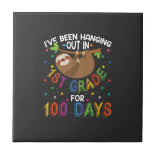 100th Day of School Sloth Design - 1st Grade 100 D Tile