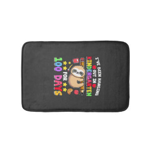 100th Day Of School Sloth Shirt Kindergarten 100 D Bath Mat
