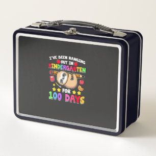 100th Day Of School Sloth Shirt Kindergarten 100 D Metal Lunch Box