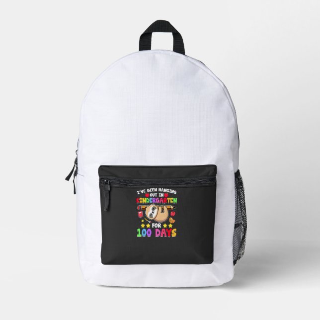 100th Day Of School Sloth Shirt Kindergarten 100 D Printed Backpack (Front)