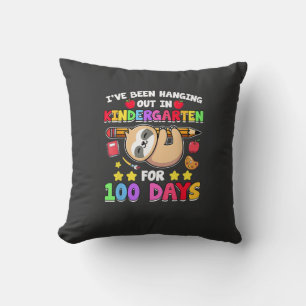 100th Day Of School Sloth Shirt Kindergarten 100 D Throw Pillow