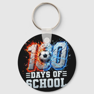 100th Day Of School Soccer 100 Days Of School Boys Keychain