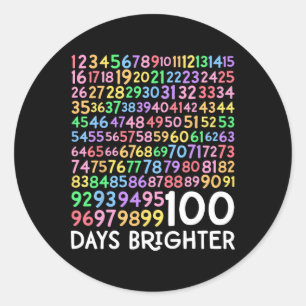 100th Day Of School Teacher 100 Days Brighter Math Classic Round Sticker