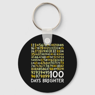 100th Day Of School Teacher 100 Days Brighter Math Keychain