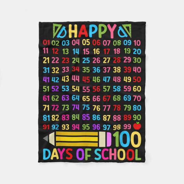 100th Day Of School Teacher 100 Days Math Numbers  Fleece Blanket (Front)