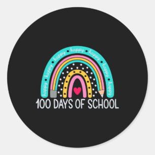 100th Day Of School Teacher 100 Days Rainbow  Classic Round Sticker