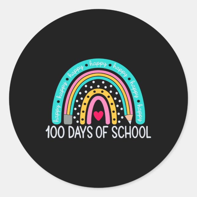 100th Day Of School Teacher 100 Days Rainbow  Classic Round Sticker (Front)