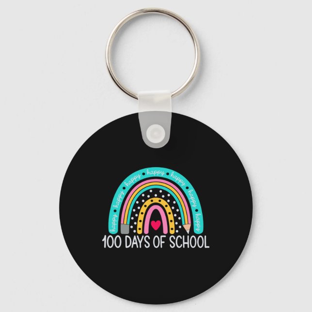 100th Day Of School Teacher 100 Days Rainbow  Keychain (Front)
