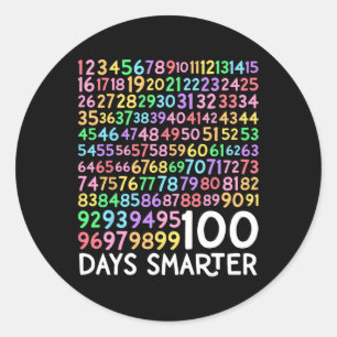 100th Day Of School Teacher 100 Days Smarter Math Classic Round Sticker