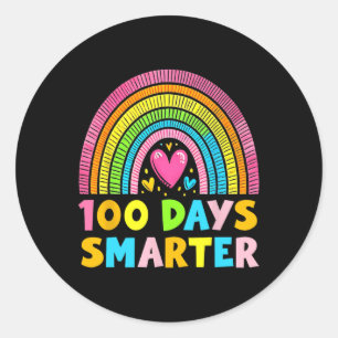 100th Day Of School Teacher 100 Days Smarter Rainb Classic Round Sticker