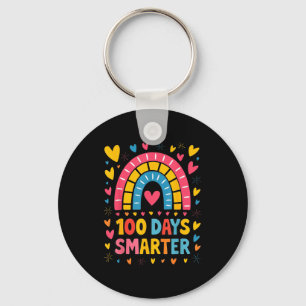 100th Day Of School Teacher 100 Days Smarter Rainb Keychain
