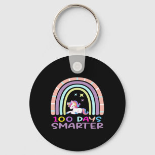 100th Day of School Teacher 100 Days Smarter Rainb Keychain