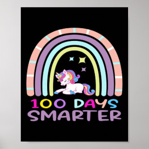100th Day Of School Teacher 100 Days Smarter Rainb Poster