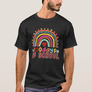100th Day Of School Teacher 100 Days Smarter Rainb T-Shirt