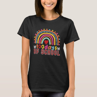 100th Day Of School Teacher 100 Days Smarter Rainb T-Shirt