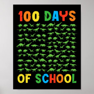 100th Day Of School Teacher Kids 100 Days Dinosaur Poster