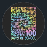 100th Day Of School Teacher Kids 100 Days Math Num Classic Round Sticker<br><div class="desc">100th Day Of School Teacher Kids 100 Days Math Numbers Women 1</div>
