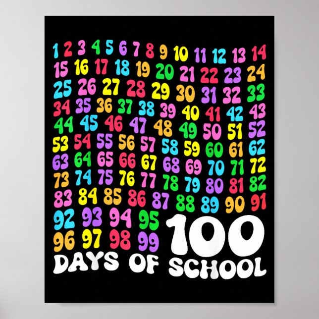 100th Day Of School Teacher Kids 100 Days Math Num Poster (Front)