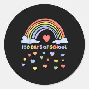 100th Day Of School Teacher Kids 100 Days Rainbow Classic Round Sticker