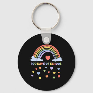 100th Day Of School Teacher Kids 100 Days Rainbow Keychain