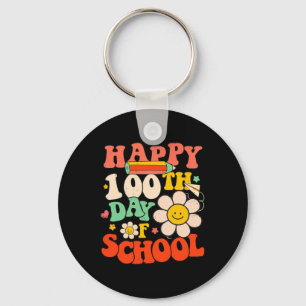 100th Day Of School Teacher Kids 100 Days Retro Gr Keychain