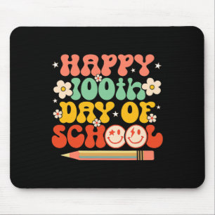 100th Day Of School Teacher Kids Retro Groovy 100 Mouse Pad