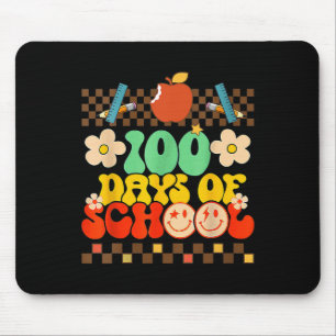 100th Day Of School Teacher Kids Retro Groovy 100 Mouse Pad
