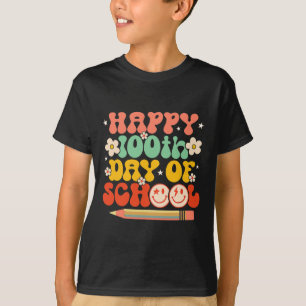 100th Day Of School Teacher Kids Retro Groovy 100 T-Shirt