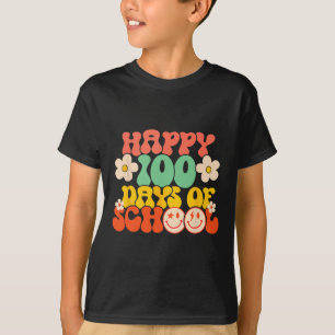 100th Day Of School Teacher Kids Retro Groovy 100  T-Shirt