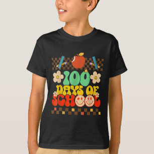 100th Day Of School Teacher Kids Retro Groovy 100  T-Shirt