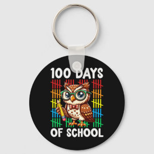 100th Day Of School Teacher Owl Pencil Happy 100 D Keychain