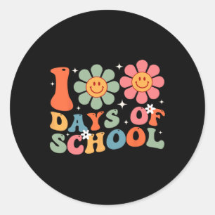 100th Day Of School Teacher Retro Kids 100 Days Of Classic Round Sticker